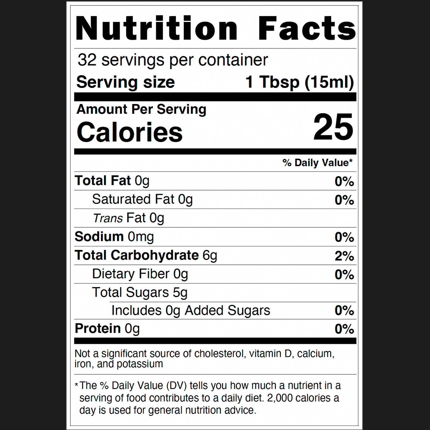32 servings nutrition label