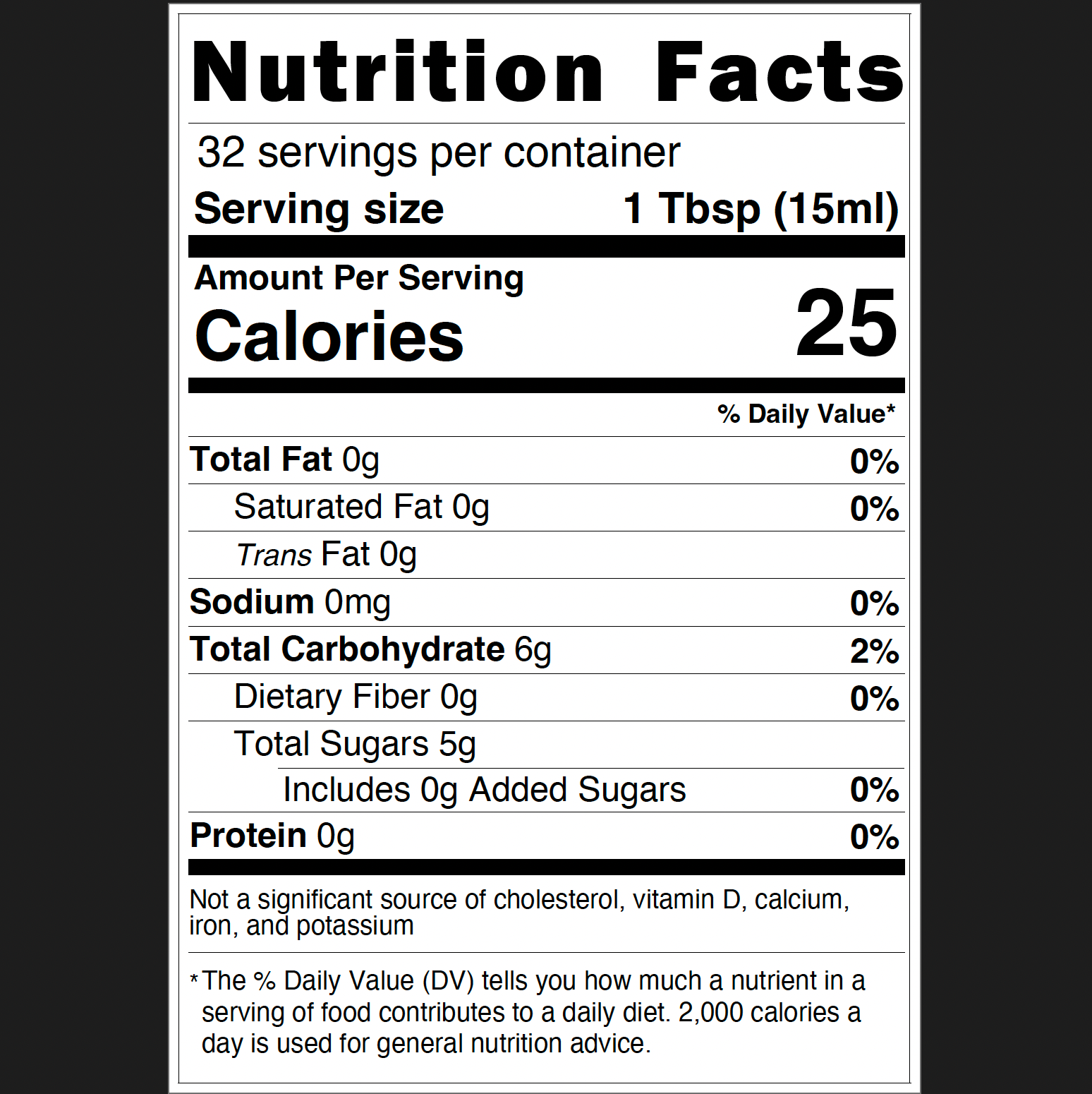 32 servings nutrition label